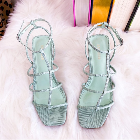 EXPRESS Mint Green Square Toe Heeled Sandals - Picture 2 of 10
